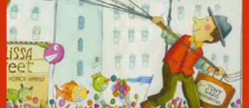 Melissa Sweet drawn image of Balloons over Broadway children's book