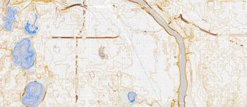 Image shows part of a topographic data set of Minneapolis