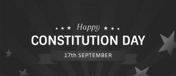 Happy Constitution Day 17th September red, white, and blue banner