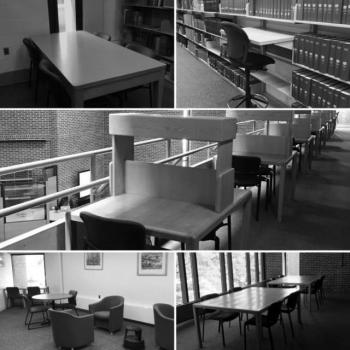 Variety of seating options: carrels, tables and soft seating